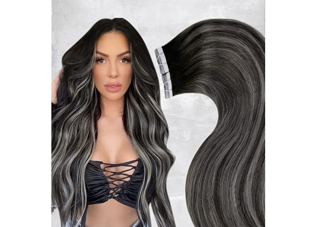 Extensii Tape In DeLuxe Balayage #1b Light Grey